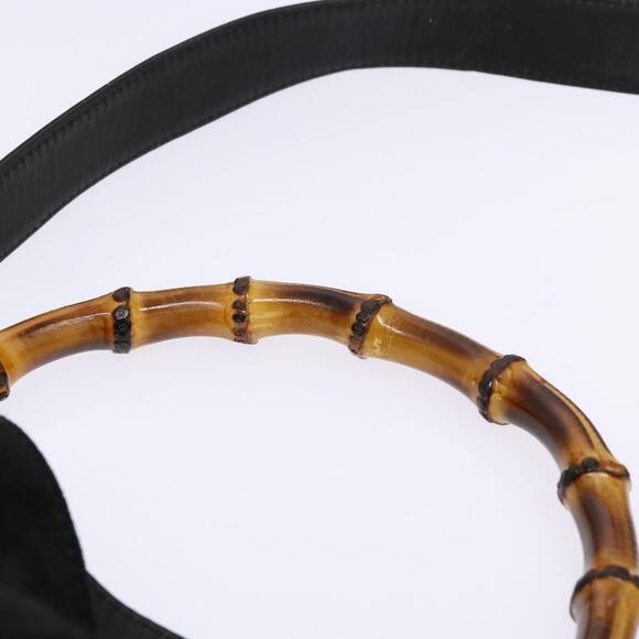 GUCCI Bamboo Shoulder Bag Suede Black Gold 001 3754 001 3754 - Picture 8 of 12